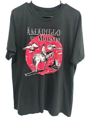 Country Deep Medium Mens Black Amarillo By Mornin Cowboy Graphic T-Shirt Western